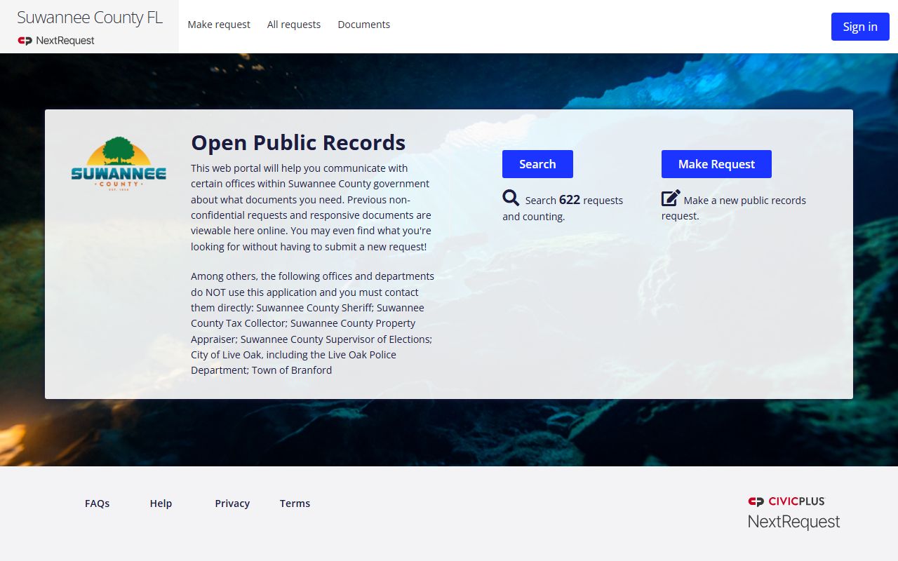 Suwannee County official public records request portal for jail mugshots